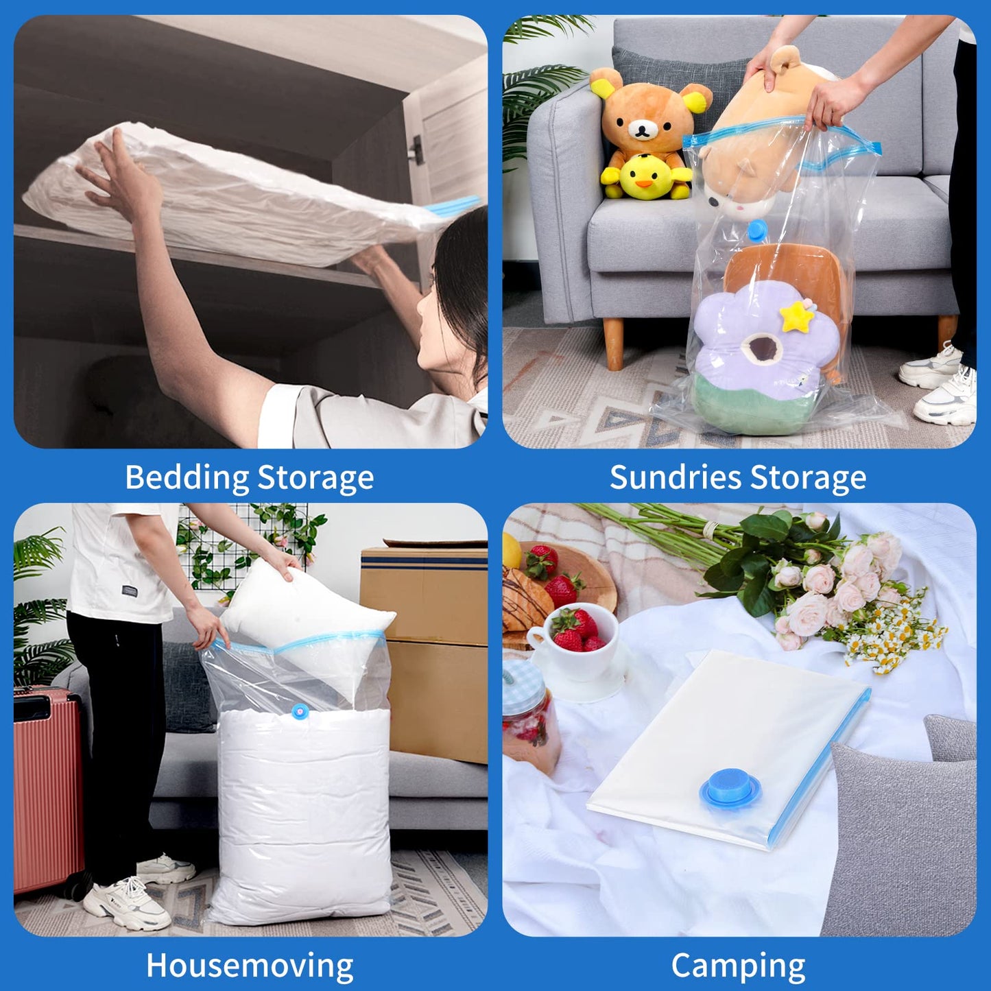 Vacuum Storage Bags with Pump, Space Saver Vacuum Seal Storage Bags Sealer Bags for Clothes, Clothing, Bedding, Comforter, Blanket