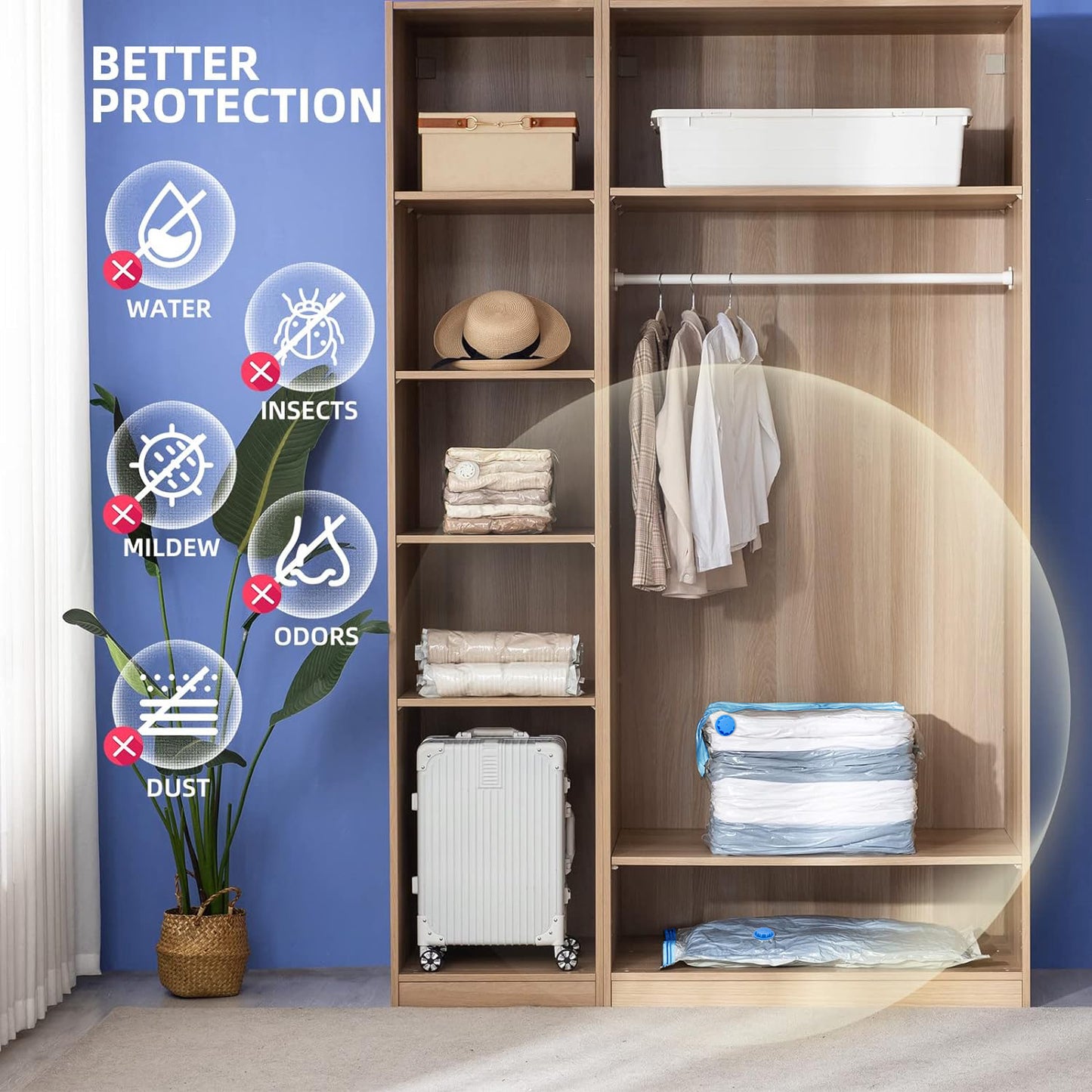 Vacuum Storage Bags with Pump, Space Saver Vacuum Seal Storage Bags Sealer Bags for Clothes, Clothing, Bedding, Comforter, Blanket
