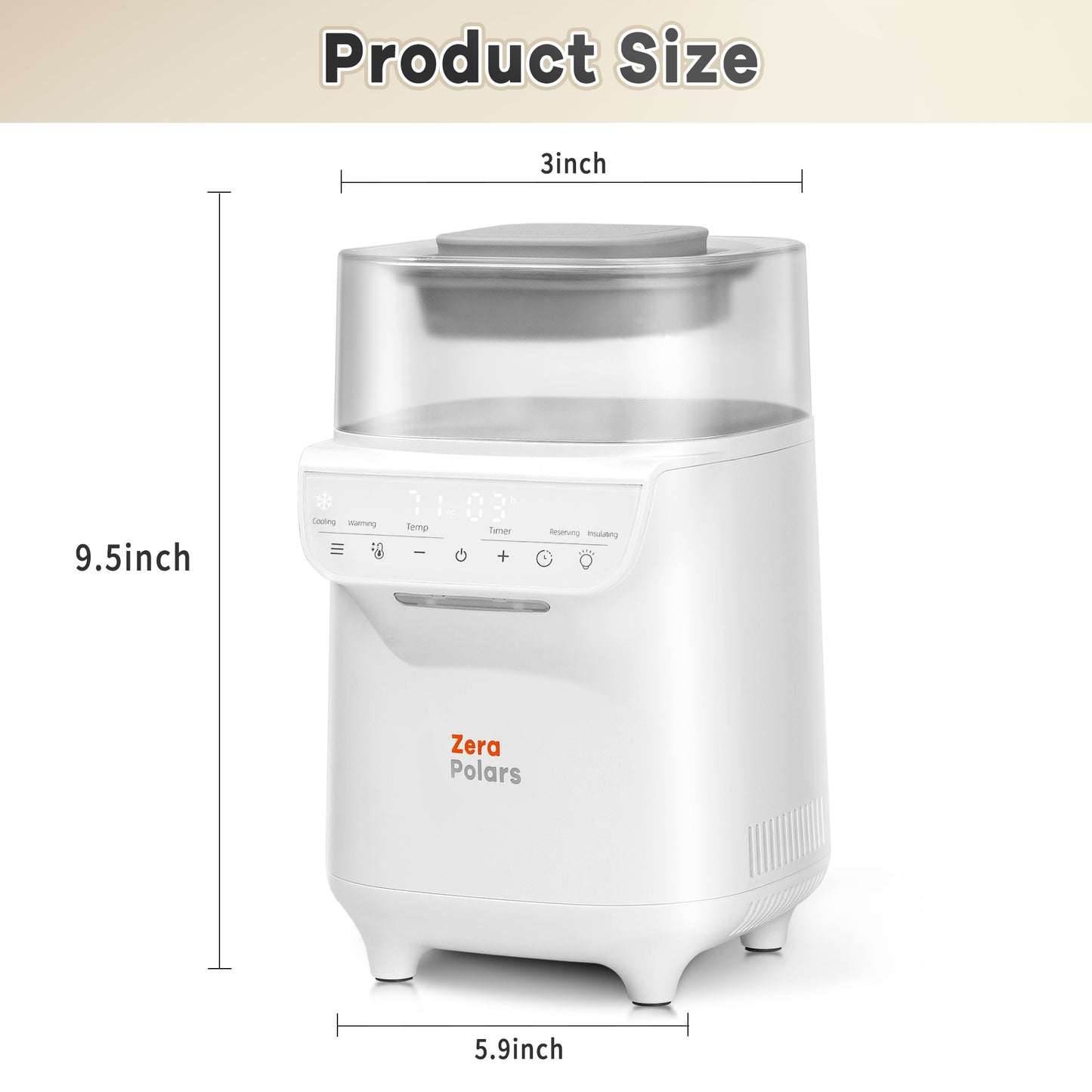 Baby Bottle Warmer, Zera Polars 6-in-1 Bottle Warmer for Breastmilk, Fast Baby Milk Warmer with Temperature Control, Refrigeration, Reserving and Timer, White