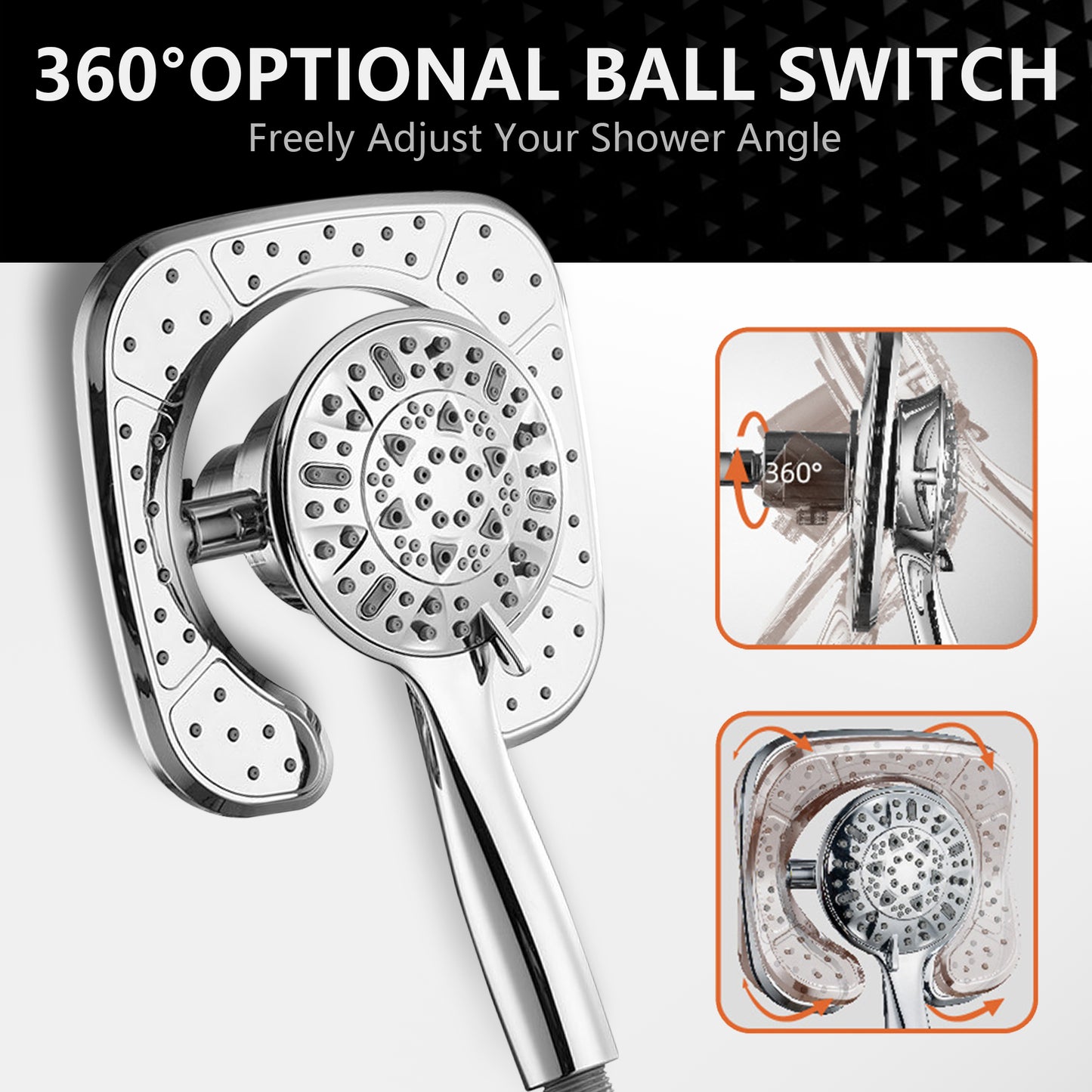 High Pressure Shower Heads, Brochao 7.1Inch 2 in 1 Rainfall Shower head & Handheld Showers with Magnetic Docking System, 6 Function Handheld Shower Head