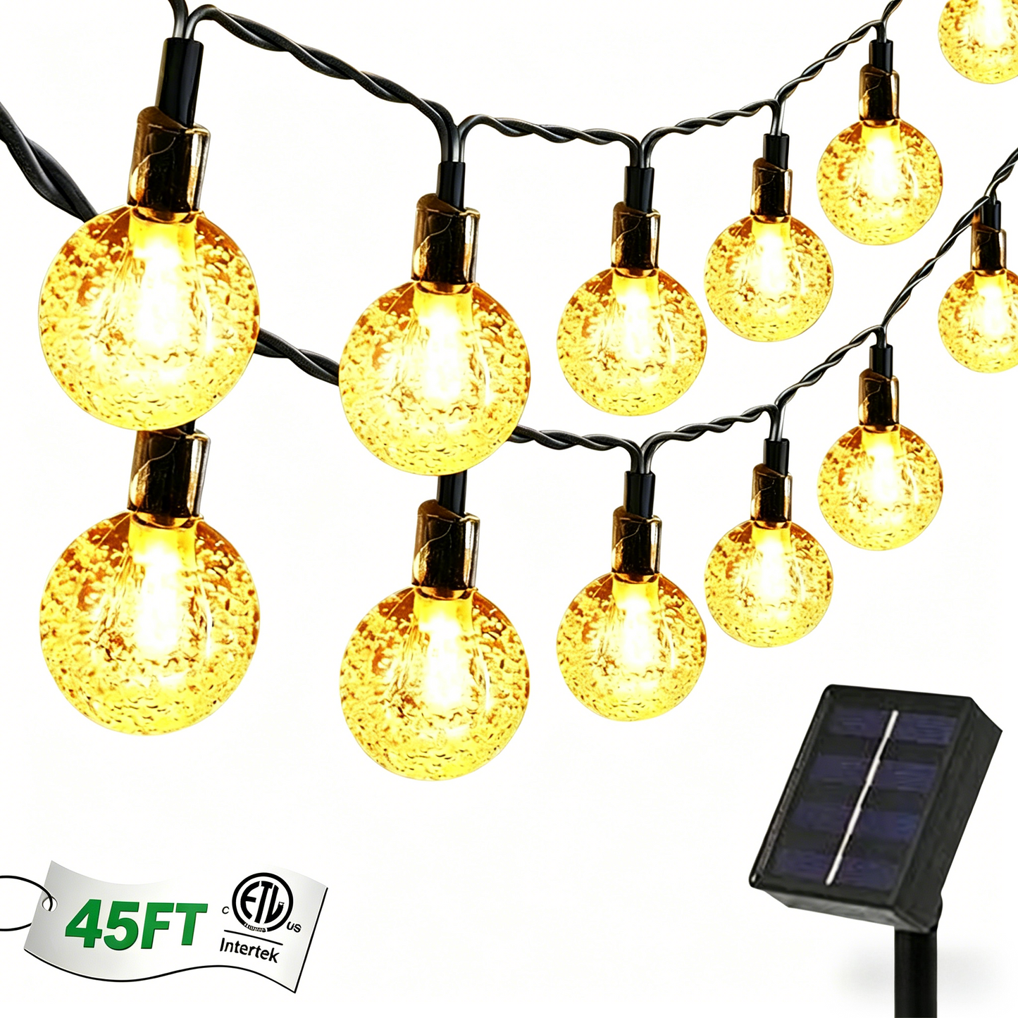 Brochao Solar String Lights Outdoor Waterproof Solar Power LED Patio Lights for Porch Garden Market Bistro