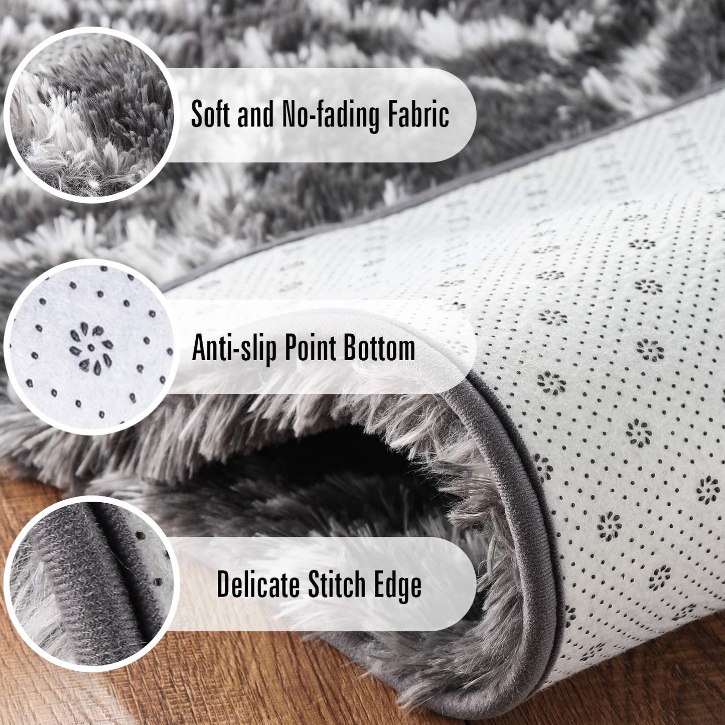 Area Rug, Brochao 5x8 Shag Area Rug for Living Room Bedroom , Fluffy Rug Plush Rug, Soft Home Floor Carpet