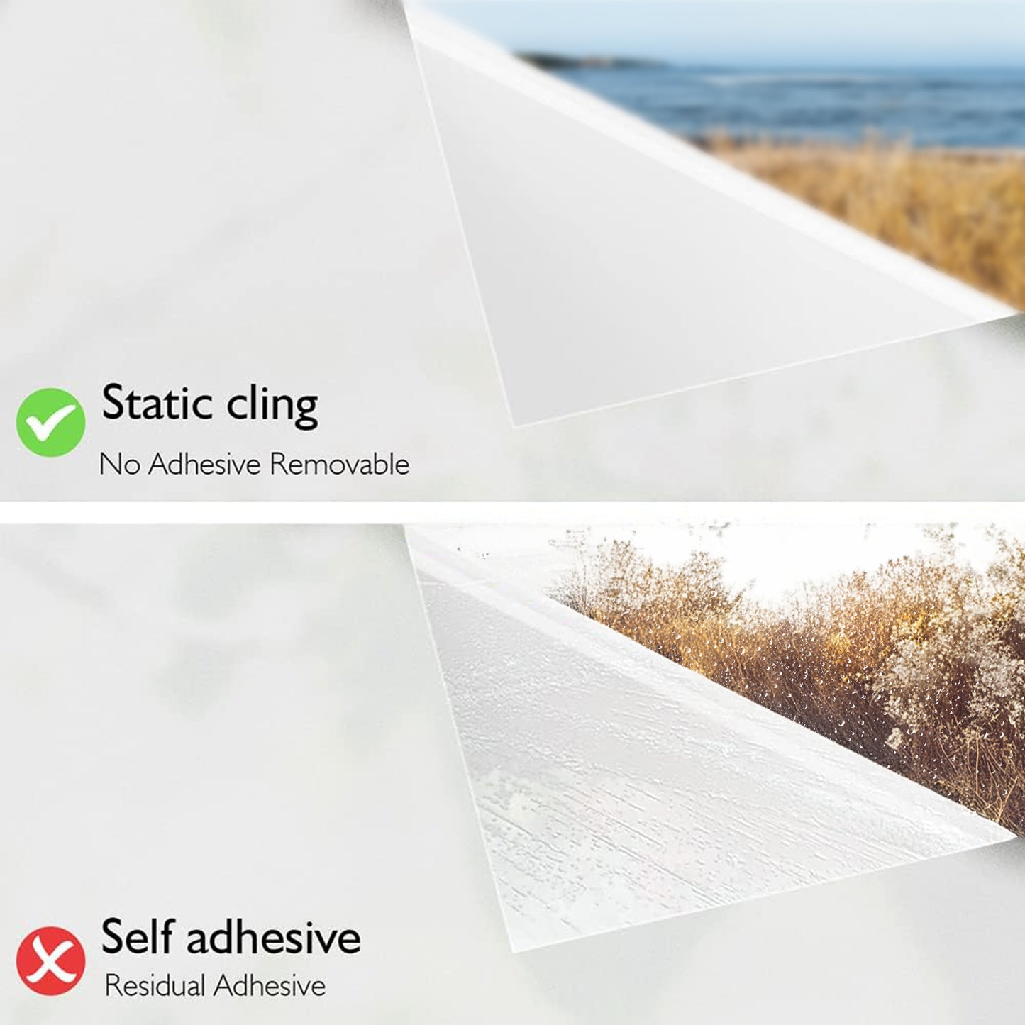 Brochao 17.7'' x 78.7'' Frosted Privacy Window Film,Electrostatic Adhesive,for Home Bathroom