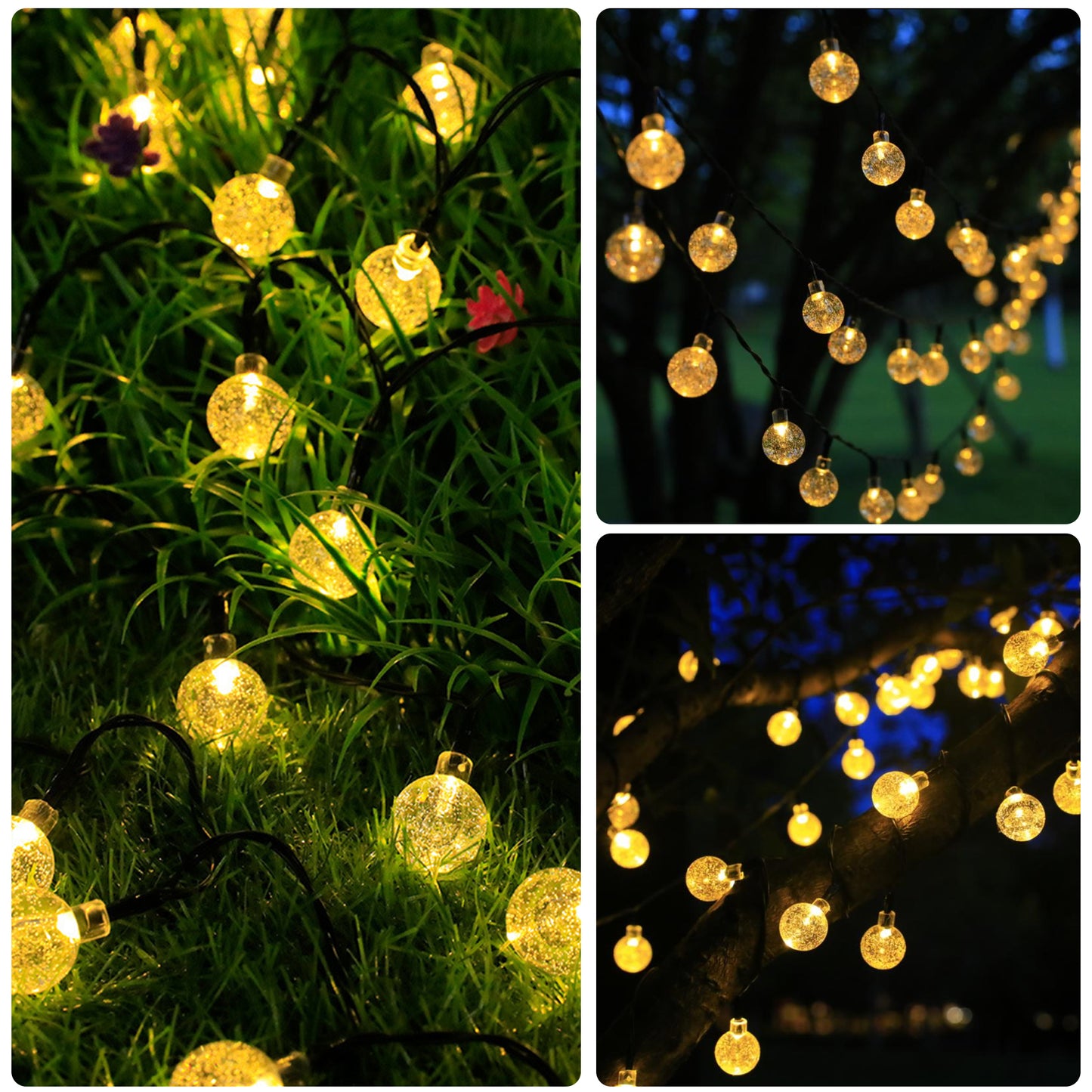Solar String Lights for Outside, 23ft 50LEDs Globe String Lights with 8 Modes, Solar Powered Patio Lights for Garden Tree Yard Party Christmas Decorations