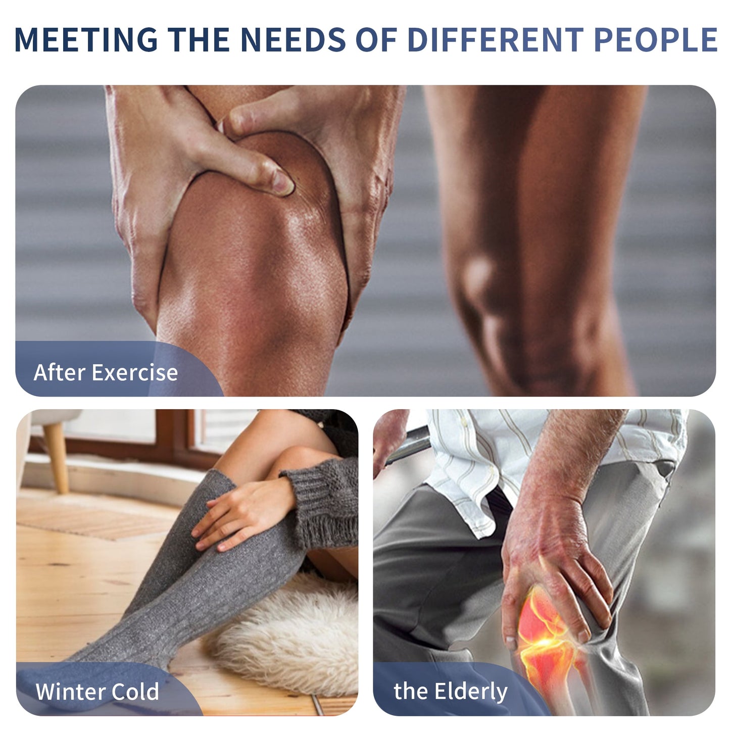 Heating Knee Massager, Brochao 3-in-1 Knee Shoulder Elbow Cordless Massager with Heat Therapy and Vibration for Circulation and Pain Relief, 1 Pcs