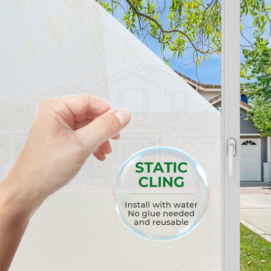 Brochao 17.7'' x 78.7'' Frosted Privacy Window Film,Electrostatic Adhesive,for Home Bathroom