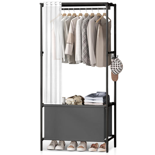 Portable Closet, Portable Wardrobe Storage Closet, Clothes Storage Cabinet with Curtain, for Bedroom, Clothes Room