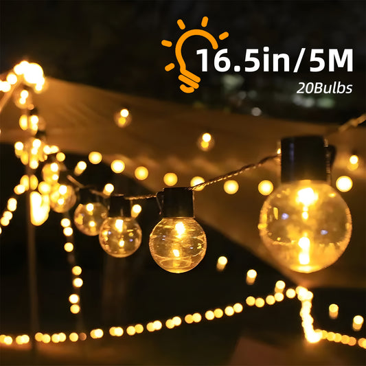 Brochao Christmas Outdoor String Lights Waterproof, Patio Lights for Christmas Tree Garden Yard Decor, with 20 Edison Bulbs, 16.5ft