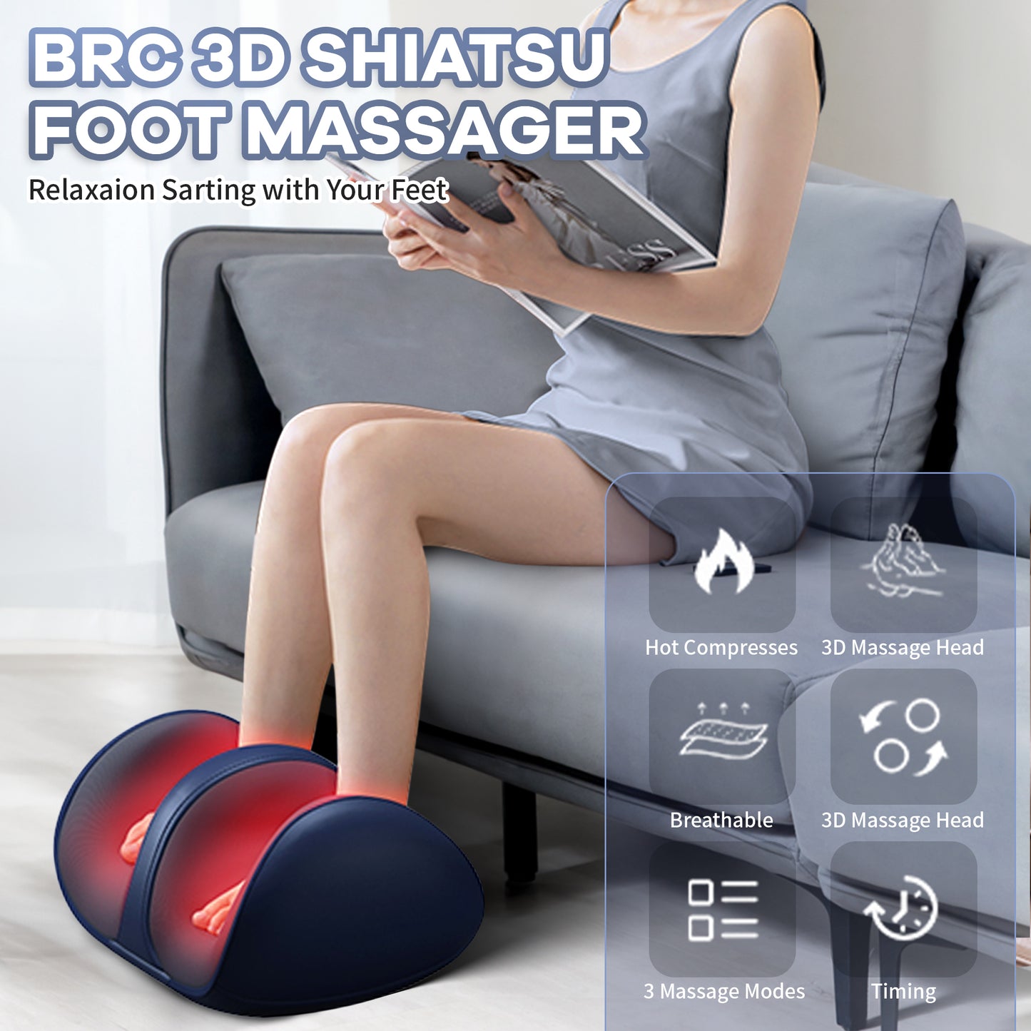 Brochao Shiatsu Foot Massager with Heat, Kneading Foot Massage Machine with Remote for Tired Foot Blood