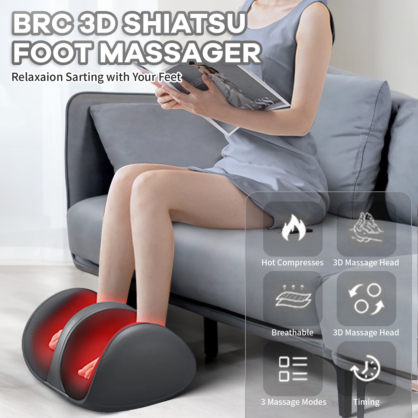 Brochao Shiatsu Foot Massager with Heat, Kneading Foot Massage Machine with Remote for Tired Foot Blood