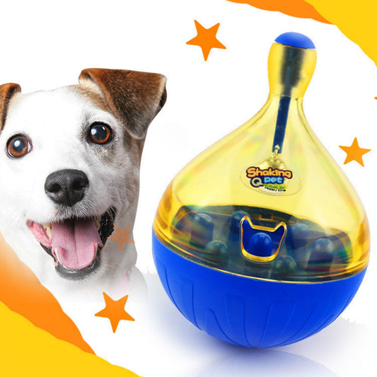 Pet Slow Feeder Treat Tumbler Ball , Built-in Small Bell Interactive Toy,IQ Training, Blue