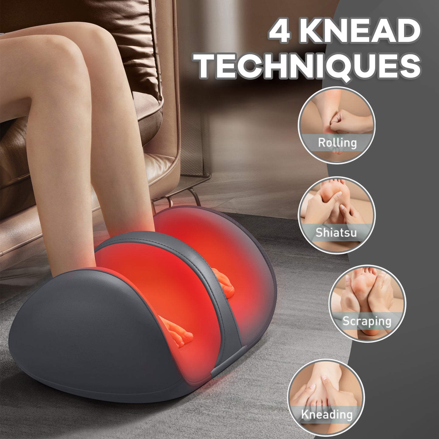 Brochao Shiatsu Foot Massager with Heat, Kneading Foot Massage Machine with Remote for Tired Foot Blood