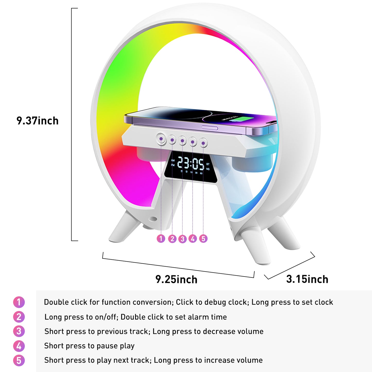 Table Lamp,Brochao 4 in 1 Desk Lamp with Wireless Charger,LED Lamps for Night Stand,bluetooth Speaker with Night Light for Bedroom Living Room Office