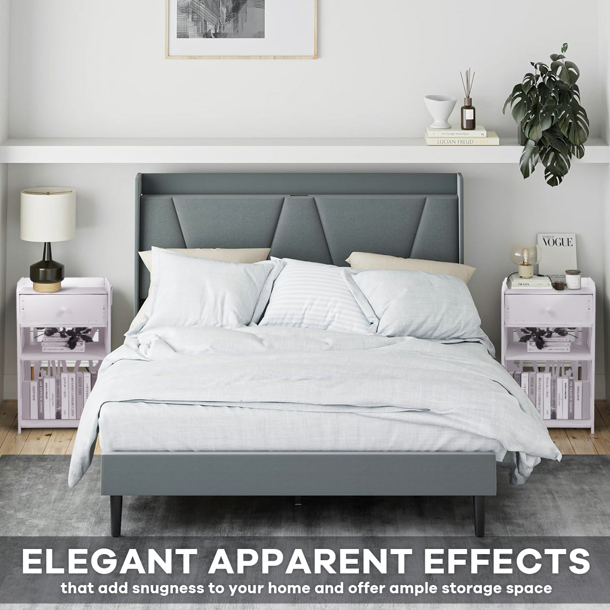 ZPL Modern White Nightstand with Drawer, 11.8”L x 11.8”W x 20”H, Multipurpose Storage