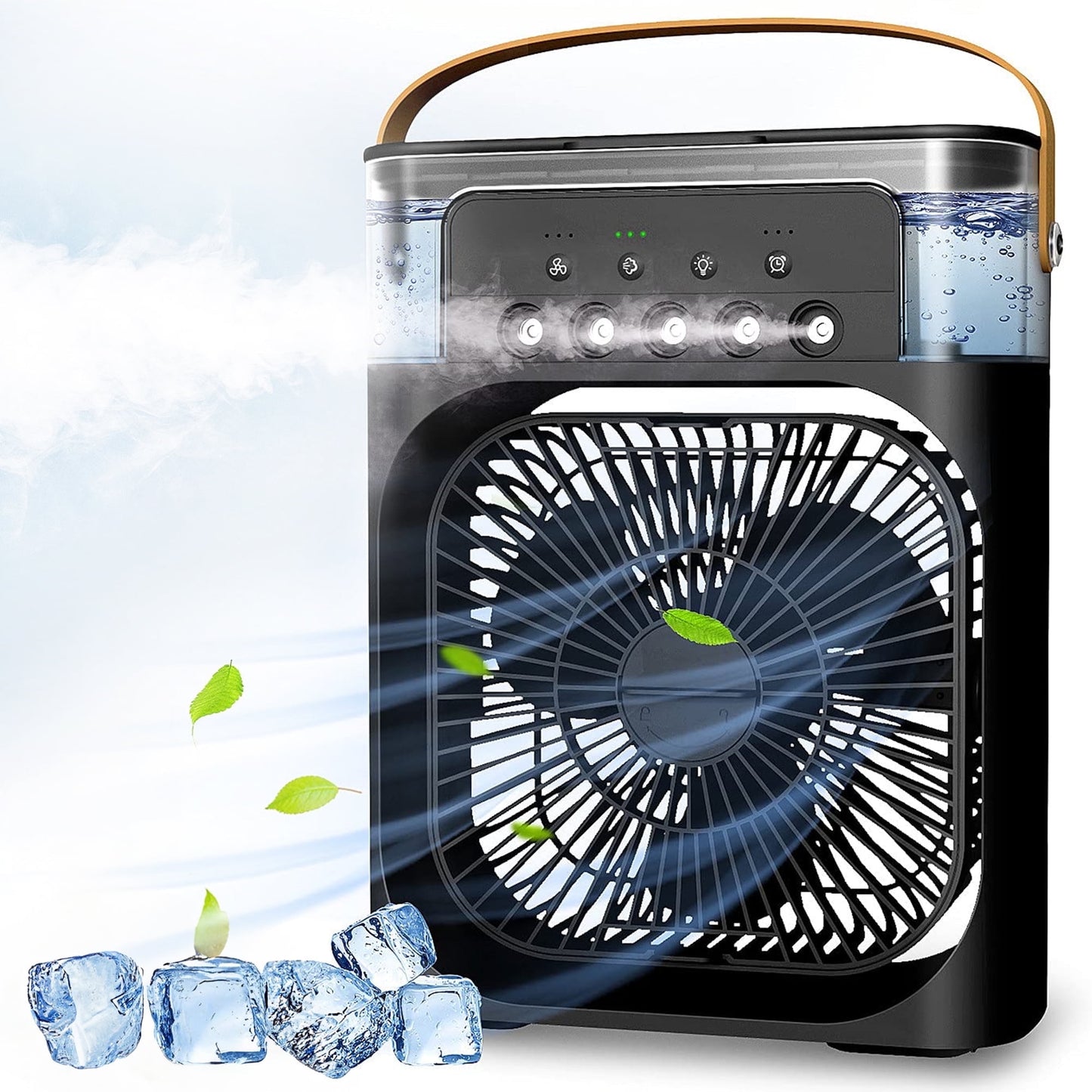Portable Air Conditioners, Brochao Personal Air Cooler with Timer, 3 Speeds & 7 Colors Nightlight, USB Mini Cooler Fan for Bedroom, Office, Quiet, Black