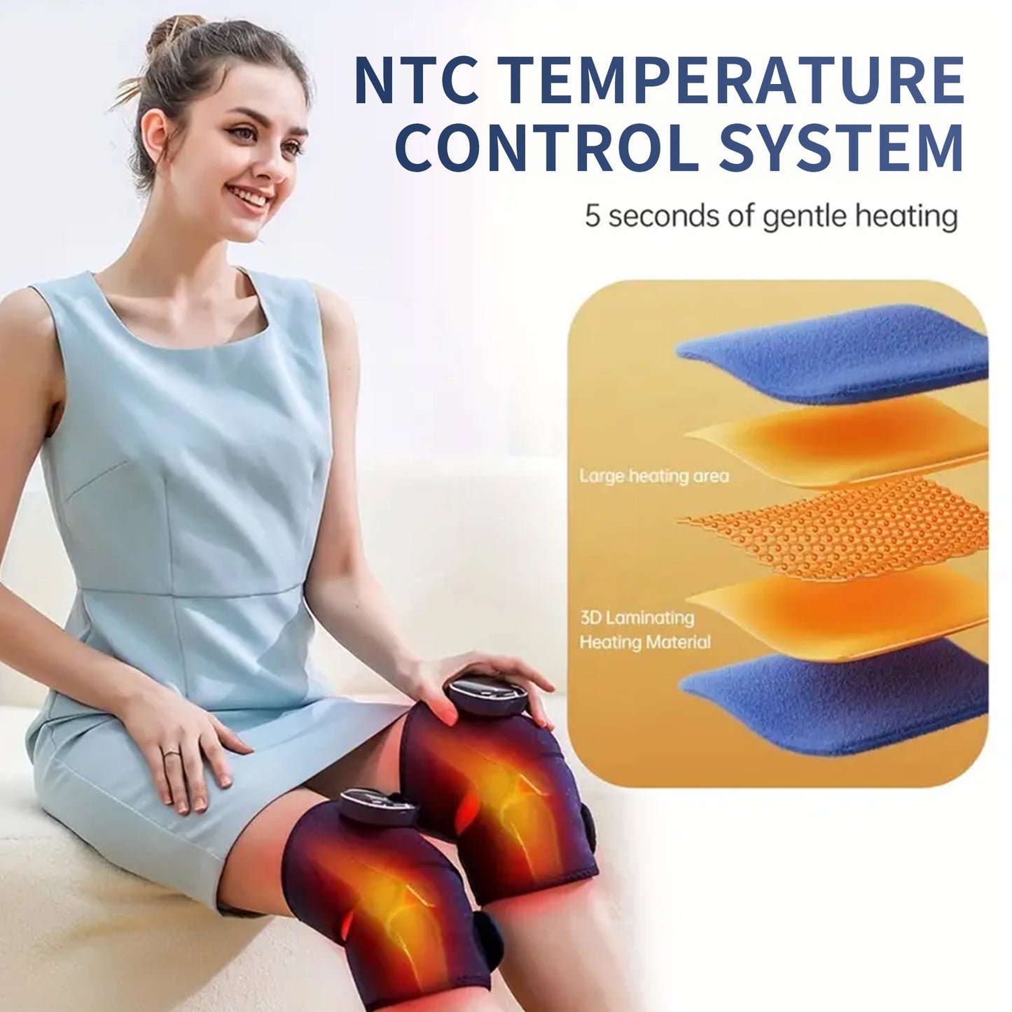 Heating Knee Massager, Brochao 3-in-1 Knee Shoulder Elbow Cordless Massager with Heat Therapy and Vibration for Circulation and Pain Relief, 1 Pcs