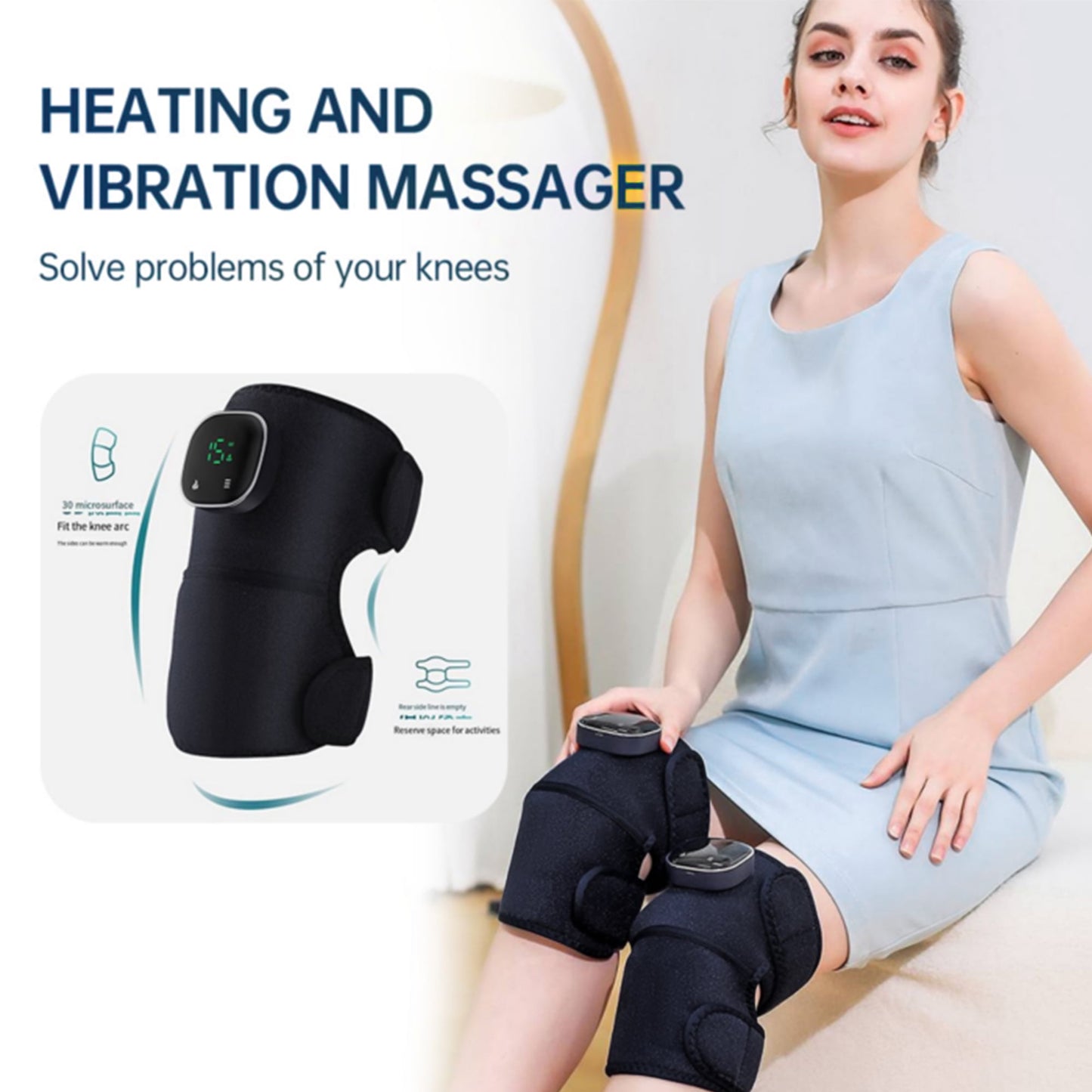 Heating Knee Massager, Brochao 3-in-1 Knee Shoulder Elbow Cordless Massager with Heat Therapy and Vibration for Circulation and Pain Relief, 1 Pcs