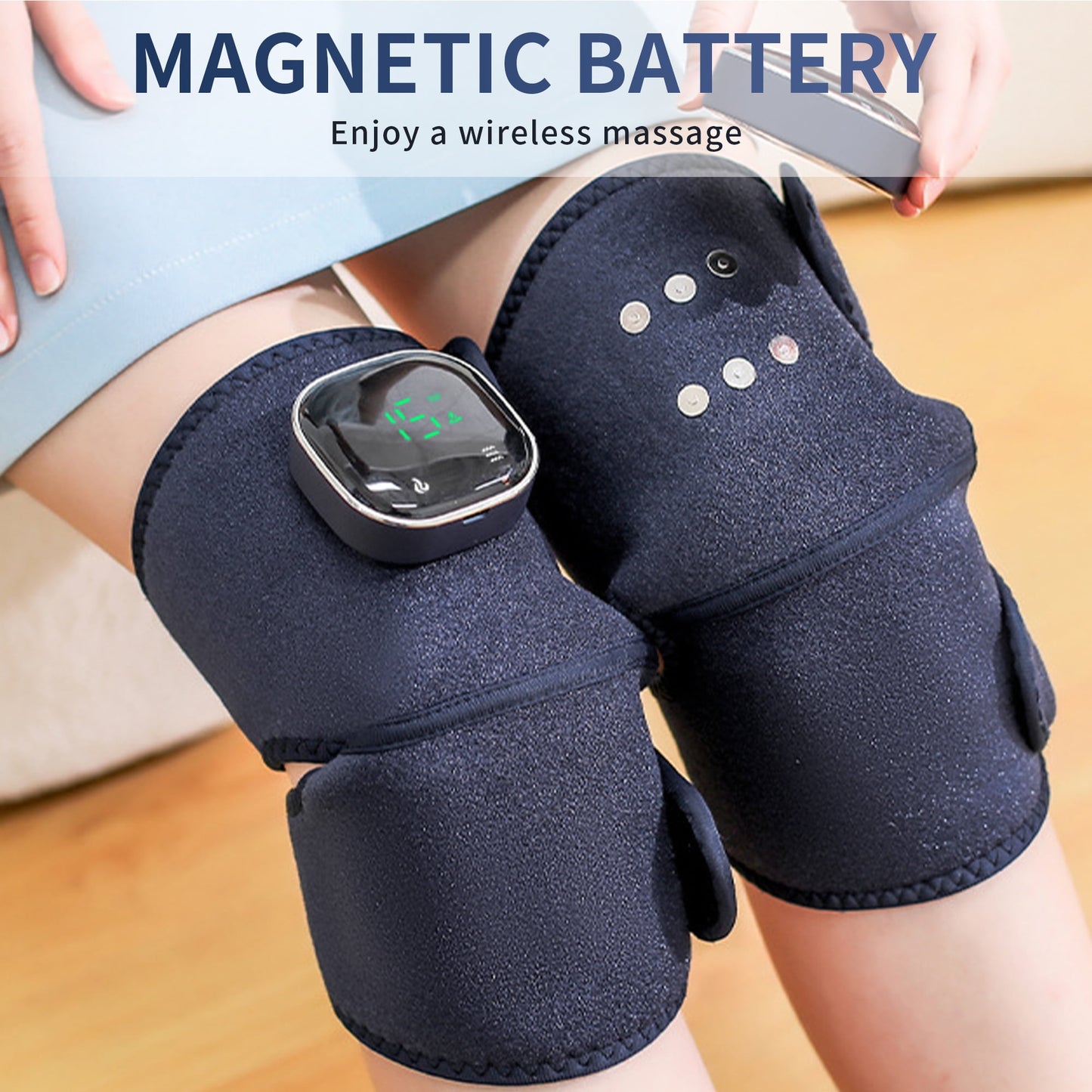 Heating Knee Massager, Brochao 3-in-1 Knee Shoulder Elbow Cordless Massager with Heat Therapy and Vibration for Circulation and Pain Relief, 1 Pcs