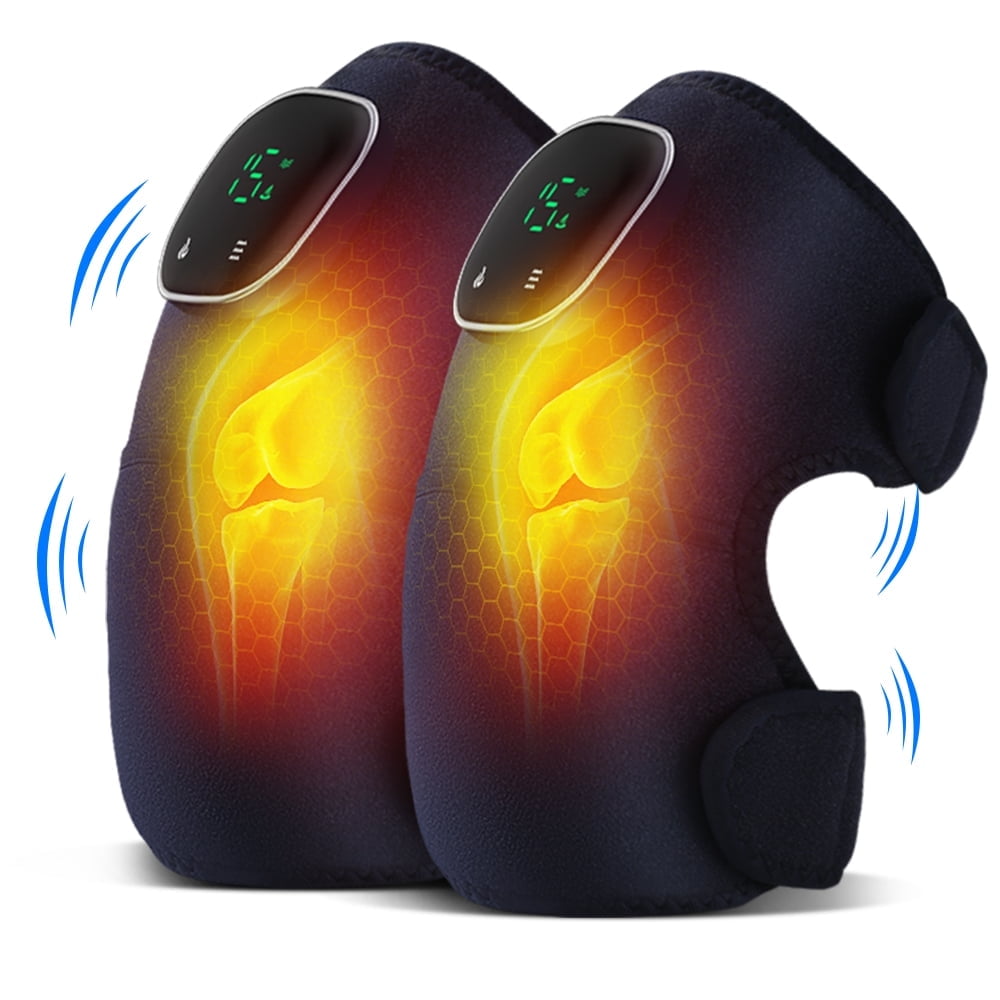 Heating Knee Massager, Brochao 3-in-1 Knee Shoulder Elbow Cordless Massager with Heat Therapy and Vibration for Circulation and Pain Relief, 2 Pcs