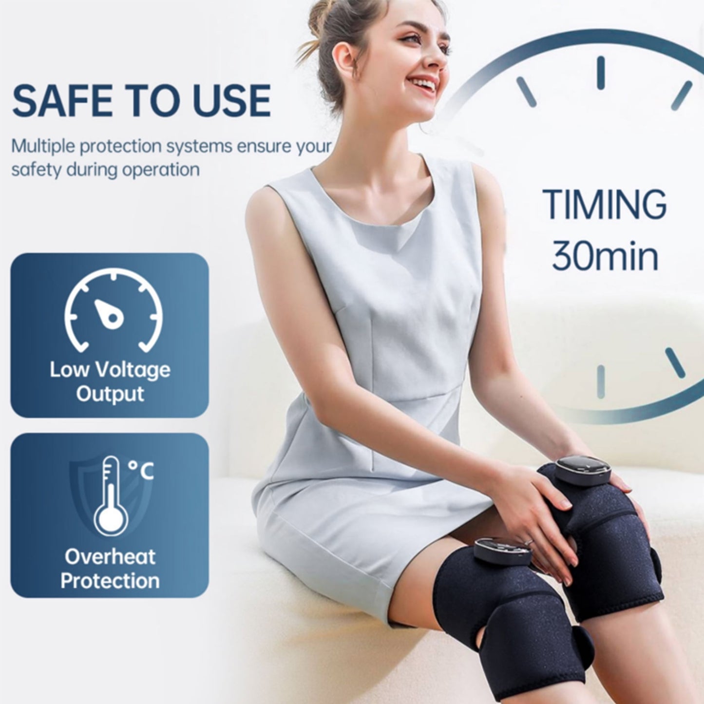 Heating Knee Massager, Brochao 3-in-1 Knee Shoulder Elbow Cordless Massager with Heat Therapy and Vibration for Circulation and Pain Relief, 2 Pcs