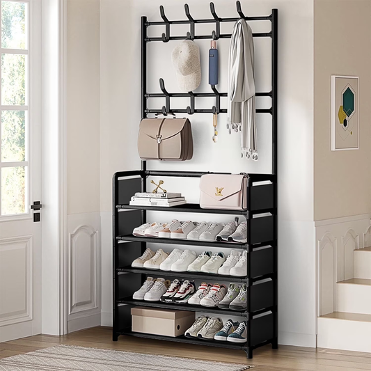 Brochao 5-Tier Dust-Proof Freestanding Shoe Rack, Black